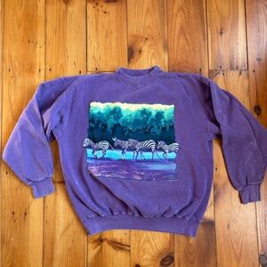 Vintage 90s purple zebra graphic pullover